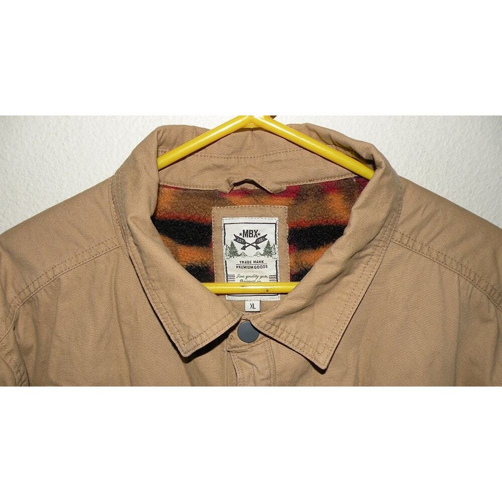 MBX Trade Mark Men’s XL Snap Fleece Lined Chore Jacket Coat Tan Southwest Inside - Picture 2 of 4